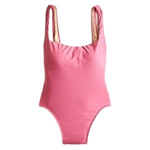 J. Crew Shiny Squareneck One-piece Swimsuit in Liquid Berry NWT